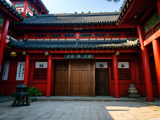 There is a building?There are a lot of decorations on it, up front view, up front view, Front view, Taoist temples and monks, frontage, chinese temple, a middle-shot from front, With a Chinese temple, Chinese style buildings, Temple, A temple, buddhist temple, seen from the front, artwork in the style of z.Show on the. gu, full - view