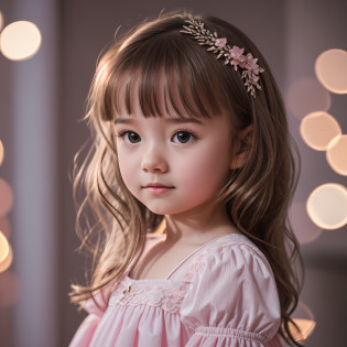 Little girl in pink gauze dress, cute and smart, beautiful and smart, beauty, on_body, Tyndall effect, realistic, shadow room, light edge, two-tone lighting, (high detail skin: 1.2), 8k uhd, SLR, soft light, high quality, volumetric lighting, candid shot, photo, high resolution, 4k, 8k, background bokeh --auto --s2
