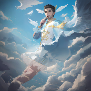gabriel diniz, Same as the singer Gabriel Diniz of the song Jenifer, crie asas extremamente imponentes e belas saindo das costas do homem, asas de arcanjo, anjo celestial, Asas Divinas, criar asas extremamente delicadas e angelicais, anjos alados, Angel with microphone singing beautiful songs, randes asas angelicais, Open Blue Angelic Wings (Obra-prima 1.3, Detalhes intensos), fundo divino da fantasia (Obra-prima 1.5, Detalhes intensos), (barba), ((gabriel diniz brazilian singer)), Grabiel Diniz, singer of the famous song 