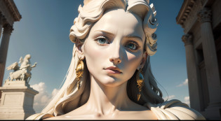 a closeup of a statue of a woman , escultura realista de 8k bernini, Iconic character of high detail, baroque vaporwave statue, rosto estoico, Arte 3D digital detalhada, Retrato Zeus, personagem de fantasia hiperdetalhado, Retrato de Zeus acidentado, alto detalhe do rosto, alto detalhe do rosto, Grande arte digital com detalhes, Rosto alto e detalhad