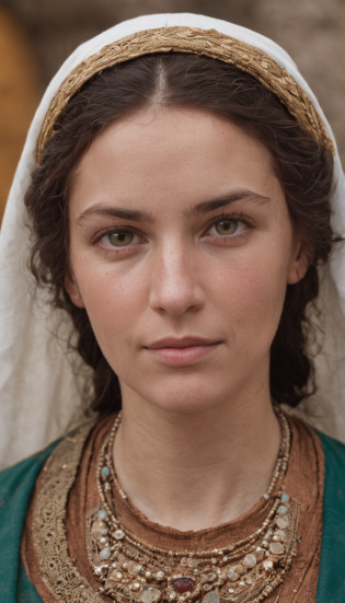 Claro, here is a prompt for the character Dorcas in the Holy Bible, including its physical characteristics and the setting of the time:

