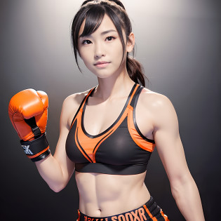 (Women's Boxer Solo),(Women's Boxer Solo),(Women's Boxer Solo),Solid gray background,Solid gray background,(Wear well-shaped dark boxing gloves),(Wear well-shaped dark boxing gloves),(Wear well-shaped dark boxing gloves),((Sports bra with silver and orange vertical stripes)),((Silver and orange vertical striped boxer shorts)),(Solo sculpture),(Solo sculpture),(Solo sculpture),(fight pose),(fight pose),(fight pose),(Beautiful girl boxer with black hair),top-quality?realisitic?Photorealsitic?ighly detailed?extremely�delicate and beautiful?RAW Photos?Professional Lighting,Upper body only,Upper body only,Upper body only,The best smile