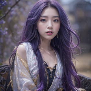 Genki Girl 32K?tmasterpiece?k hd?hyper HD?32K?Long flowing bright purple hair?Autumn Pond?zydink? a color? Asian people ?Genki girl?? ?Silk scarf?? Combat posture? looking at the ground? long whitr hair? Floating bright purple? Fire cloud pattern gold tiara? Chinese long-sleeved gold silk garment? ?Abstract metaverse splash?1.2?? white backgrounid?Lotus vitality protector?realisticlying?1.4??Bright purple hair?Smoke on the road?The background is pure? A high resolution? the detail? RAW photogr? Sharp Re? Nikon D850 Film Stock Photo by Jefferies Lee 4 Kodak Portra 400 Camera F1.6 shots, Rich colors, ultra-realistic vivid textures, Dramatic lighting, Unreal Engine Art Station Trend, cinestir 800?A girl with long flowing bright purple hair
