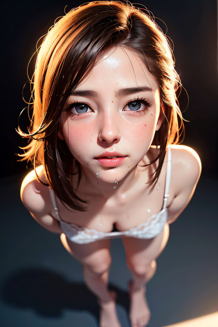 arurinh, ((blush)) ((embarrassing)), full body, absurdity, long straight fine hair, dynamic pose, modelshoot: photoshoot, HD, high contrast, sharp image, masterpiece, mouth closed, balanced eyes, CG rendering, small head bone, detailed clavicle, (top quality details: 1.2), realistic, 8K ultra detail, High quality texture, detailed texture, detailed detail, high detail, highly detailed CG, high quality shadow, beautiful face, detailed beautiful delicate eyes, depth of field, beautiful woman, small breasts, tall, white underwear, sweat wet skin, wet underwear, tense underwear