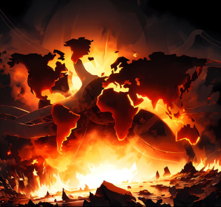 arafed image of a red and black world map with a red background, pandemic, the world, the world is on fire, the world on fire, end of world, disease, end of the world, invasion time on planet earth, world on fire, world, coronavirus, world war iii, horrific, plague, world war three,masterpiece, best quality, (extremely detailed CG unity 8k wallpaper), (best quality), (best illustration), (best shadow), absurdres, realistic lighting, (Abyss), beautiful detailed glow