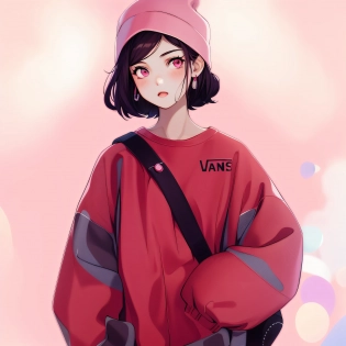 anime girl with a pink shirt and a red hat, urban girl fanart, anime style illustration, anime art style, in an anime style, lofi girl, in anime style, anime artstyle, anime style portrait, anime style. 8k, cute art style, lofi portrait, loish art style, ilya kuvshinov style, anime vibes