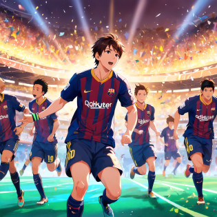 Lionel Messi playing soccer with Vasco da Gama team,dribbling past defenders,scoring amazing goals,strong physical agility,quick reflexes,accurate passes,exceptional ball control,exquisite footwork,celebrating victory with teammates,stunning stadium atmosphere,crowds cheering enthusiastically,best quality,4k,8k,highres,masterpiece:1.2,ultra-detailed,(realistic,photorealistic,photo-realistic:1.37),HDR,UHD,studio lighting,ultra-fine painting,sharp focus,physically-based rendering,professional,vivid colors,bokeh,sports,action,energy,fierce competition,determination,motion,athleticism,passion,colorful artistic expression,vibrant atmosphere,eye-catching jerseys,majestic scenery,passionate fans,electric atmosphere,celebratory mood,world-class performance,incredible skills,fluid movements,iconic player,high-intensity match,artistic flair,lively energy,exciting gameplay,enthusiastic supporters,competitive spirit,fast-paced action,memorable moments,unforgettable display,exceptional talent,mesmerizing performance,dynamic play.