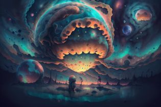 surreal lanscape, alien planet, floating jellyfishes, space landscape, nebulae, northern lights, pastel colors aesthetic, highly detailed, surrealistic, digital painting, concept art, sharp focus, illustration, dreamlike, absurdes, fantasy   <lora:DREAMEE_V0.01:0.8>