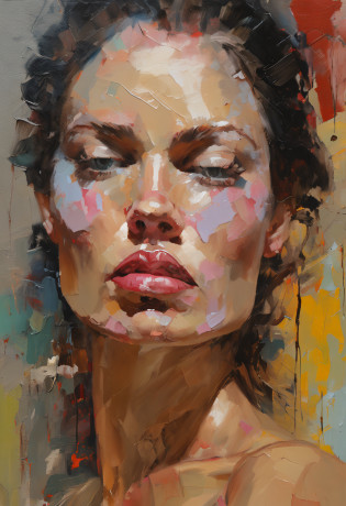 uma pintura de uma mulher de olhos fechados, pintura sensual, pintura bonita expressiva, Wadim Kashin. ultra realistic, Lois Ross, arte da pintura digital, pintura digital sensual, Pintura digital elegante, Pintura de Bonito, pintura digital brilhante, lindo pintura digital, Pintura Digital Art, PINTURA BOUTIQUE, ((Spatulated acrylic paint)).