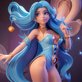 The girl is a true celestial work of art. Seus olhos, grandes e expressivos, have the purity of galaxies in their brightness. They are like deep pits of twinkling stars, onde se pode perder nas infinitas profundezas do universo. Their irises are an intense shade of blue, lembrando o brilho de uma nebulosa distante.

Her hair is magnificent curls that unfold gracefully around her head. They have a luxurious texture and are as dark as the deepest night, contrastando maravilhosamente com a sua pele morena. Os cachos emolduram delicadamente o rosto da menina, highlighting her soft features and serene aura.

Her brown skin is like ebony polished by starlight. It radiates a natural and healthy beauty, com um brilho suave que parece emanar de dentro. Her complexion is warm and radiant, revealing your harmonious connection with the sun and nature.

A menina veste roupas leves e fluidas, Like a silk dress in shades of cosmic blue or a jumpsuit with constellation prints. His style reflects the magic and mystery of the universe, com detalhes delicados que lembram estrelas cadentes ou luas crescentes.

Em seu olhar tranquilo, It is possible to feel the wisdom of the universe and the serenity of those who understand the profound beauty that resides in the cosmos. She is a sensitive and curious soul, Always seeking the connection with the infinite and with the wonder that exists beyond the limits of the everyday world.

This galactic-eyed girl, cabelos cacheados e pele morena personifica a delicadeza, Curiosity and connection with the universe. It is a constant reminder of the cosmic beauty that exists within each of us, and his presence illuminates the world with a heavenly aura.