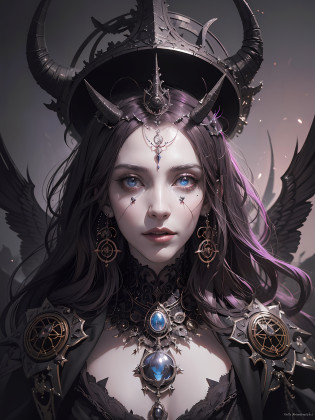 a beautiful portrait of a satanic witch holding a mystical ornate device performing a satanic ritual by wadim kashin and bastien lecouffe - deharme, magic, apocalypse, occult, satanism, Zdzis?aw Beksi?ski --auto --s2