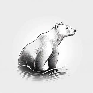 A logo of polar bear, vector illustration, unusual, black and white, no noise, crisp thick lines, outline art, centred image, isolated on a white background --v 4