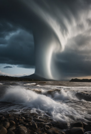 Water tornadoes?tidal waves?tornado?typhoon?swell sea?Armageddon?Greatwave????disrupt??lakes?High water level?Bottomless?The run-down city creates a cinematic cityscape
