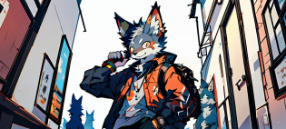 (Better looking sky flat(Casual painting style+Modern painting style)),(Best picture quality+Utra detailed),(Little Wolf:1.2,fury),hallways+apartament+Detail portrayal,Fisheye perspective,Look up,Big background+Big perspective+Modern casual everyday atmosphere,dress detailed+Modern casual style,4K ???: Anger walks between corridors?The same goes for the furry cute beast?The little wolf pointed his head to the sky?Seems to be looking at something?The whole person occupies the main body of the picture?The camera looks from the bottom up?Look up?Fisheye perspective?On either side are apartment buildings?Orc clothing is a modern casual style?Many details are also depicted on the top of the apartment??ignorant?Big background?Big perspective?It has a modern casual everyday atmosphere?Detail portrayal?4kanime - the style image of a cat walking in the hallway with a backpack on his back, fursona wearing stylish clothes, fursona art, Furry anime, POV furry art, Furry art, Detailed fanart, (sfv) safe to work, Furry art!!!, colorful kitsune city, furry fursona, Pixiv style, fursona furry art commission, very very beautiful furry art