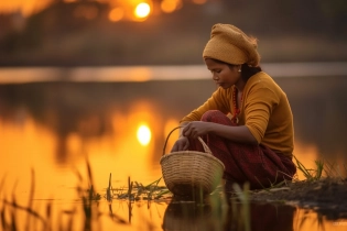 By lati thasi sunset around a lake and water, in the style of nikon d850, nikon af - s nikkor 70 - 200mm f/ 2. 8e fl ed vr, national geographic photo