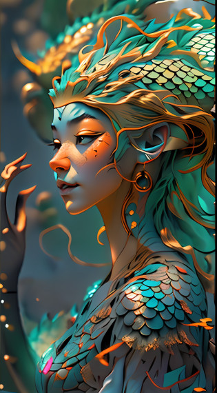 mermaid+embryo+dragon+pixie((beste-Qualit)), ((tmasterpiece)), (Detailed:1.4), 3D, Image of a beautiful cyberpunk woman,HDR (High Dynamic Range),ray traced,NVIDIA RTX,Over-resolution,Unreal 5,sub-surface Scattering,PBR Texturing,postprocessed,Anisotropic filtering,Depth�of�field,Maximum clarity and sharpness,Multi-layer Textures,Albedo and specular maps,Surface shading,Accurate Light-Material Interaction Simulation,Perfectly proportioned,Octane Render,duotone lighting,Wide aperture, Low ISO,White balance,the rule of thirds,8K RAW,tmasterpiece, beste-Qualit, (8k very detailed CG block wallpaper) (beste-Qualit), (the best illustration), (Better shading) Golden Sea Wave, Bright orange AOL sunset through the wave, Flying golden drops of water, (:1. 6),