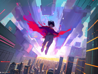 anime, anime girl, flying, city, cityscape, cityscape, cityscape, cityscape, cityscape, cityscape, in style of atey ghailan, akira art style, atey ghailan 8 k, artgerm and atey ghailan, akira artstyle, ross tran style, inspired by Atey Ghailan, hero pose colorful city lighting