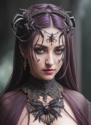 step-by-step, high detail photo, of (Mephala, daedric prince of murder, lies, and deception, sex and secrets), ([Demon|woman] with seductive spider like appearance), grim dark, fantasy, (hell:0.5), dramatic lighting, [cold colors], prominent projected shadows, subsurface scattering, 8mm film grain, 50mm film lens, F/4 aperture, HDR, 8k, (highly detailed, intricate details), deep focus