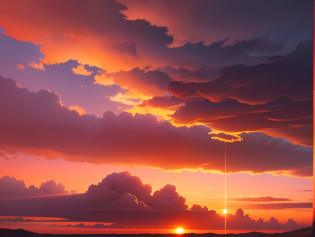 Magnificent natural landscape?Exaggerated red sky?the setting sun?Red sunset?4K?The whole sky is cloudy?The sun shines?Visually stunning?Marshmallow-like clouds?The sky is red?Close-up of clouds?The sun shines?The sky is full of marshmallow-like clouds S2 --auto