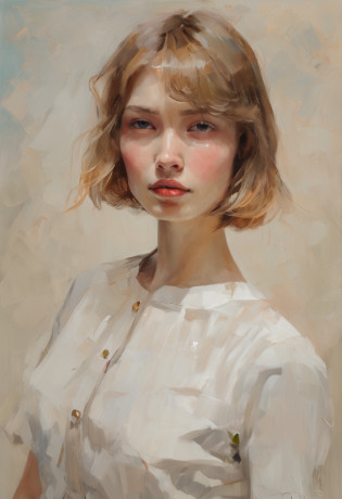 Professional?(4k photos:1.1) (Jeremy Ripking:0.3)?(Anna Dittmann:0.3)?(Ariane Mark:0.3)?(Sharp Focus:1.3)?High Details?((Pose Photo)), Full view, masutepiece, (White wall background), (reality: 1.2), 1 girl, 15 years old,(beatiful detailed eyes), ((Cute little nose) ), ((Very cute and beautiful girl)) , Detailed face, ((blush)),Silver hair, ((Ultra short hair)), Very short bob cut,Pretty eyes?drooing eyes? (Beautiful green eyes), ((eye line)),flat breast?  Fine mechanical parts, silky white skin, revealing cleavage?(Protruding buttocks: 1.35), ((Smile)), ((White panel wall background: 1.25)), (isometric: 1.0), in 8K, (High resolution: 1.5), ((Cute idol face : 1.5 )), (model poses: 1.5 ), looking in camera, (upward-eyed: 1.3), (Breathing ears),Wear (Tight shirt:1.2)?Beautiful Detail Face?(attractive young woman:1.3)?(Captivating:1.1)?Natural Breast?