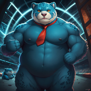 There is a cartoon bear picture with a red tie, Furry art!!!, POV furry art, Furry anime, Furry art, hairy bodies, fursona furry art commission, fat cat superhero, Furry character, furry convention, furry tail, Blue Panther, Blue fur, furry furaffinity, sports mascot, anthropomorphic furry otter, thicc --auto