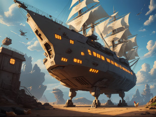 create the fighter ((futuristic ship)) that the chickens in the movie 