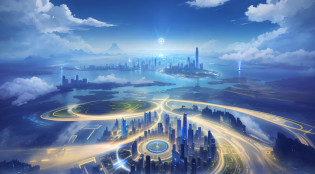 There is a picture of a futuristic city in the sky, landscape of a future city, Beautiful city of the future, Ring World, vista of futuristic city, russian city of the future, empyrean city, otherwordly futuristic city, city of the future in russia, The future city, Rail cityscape, athletics. shanghai