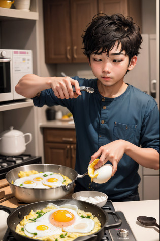 I took a picture of my friend who was frying eggs with my iPhone?He fried the eggs over and over again