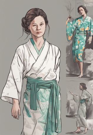 Drawing of a woman in a yukata?Realistic anatomical reference sketch?Art Reference Sketch