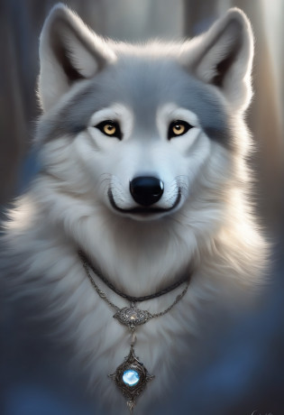 (Anthropomorphic wolf cute cub) orelhas de lobo,com um corce preta, um olho azul e outro branco , heterocromia nos olhos ,cabelo platinado  curto cacheados com pontas roxas,bad girl, Moon birthmark on forehead !! ??, Hibrido,jovem, retrato, busto, postura de frente para a camera, Cartoon, vestido como  uma vesater roqueira metaleira dos anos 80 obra prima, postura de confiante, youtuber, fleshy lips , piercings no nariz e nas orelhas de lobo, tatuagens pelo corpo, tattoo de lua ? acima dos seios,asas de anjo negro nas costas, e coleira , dark purple choker on neck, Hand with dragging gloves, colares , piercings , wolf fangs we lips