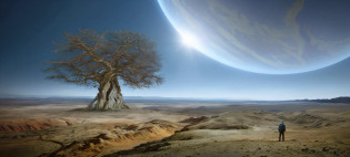 There was a man standing on a hill looking at a tree, Beautiful alien landscape, stunning alien landscape, amazing alien landscape, an alien landscape view, planetarylandscape, landscape of an alien world, alien breathtaking landscape, Alien landscapes, Alien landscape, Inside an otherworldly planet, an alien landscape, wide angle scifi landscape, Barren planet, Desert Alien Planet, science fiction landscape