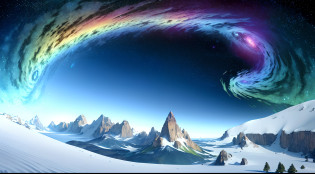 Montruo gigante mirando hacia abjao en un paisaje de otro mundo,Gigante fractalico, Fractal infinito,fractal de Mandelbrot, divino, Figura imponente humanoide, masivo,escala masiba, mirando hacia abajo, de pie, inmenso, apocalyptic, colorido, iridiscente, obra maestra, 4k-resolution, detalles intrincados, dios,divino,ente superios echo de fractales,figuara imposible,geometria unica,