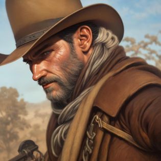 evang, A cowboy, artstation, detailed face, detailked eyes, detailed hair, rested hat, cinematic, hyper-realistic, concept art, intricate details, eerie, highly detailed, photorealistic, octane render, 8 k, art by artgerm and greg rutkowski and alphonse mucha