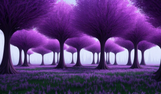 purple trees in a field with a dark sky in the background, fantasy magical vegetation, matte painting arcane dota pixar, alien forest in background, fantasy forest environment, strange alien forest, fantasy style 8 k octane render, weird alien trees, alien trees, purple trees, magical forest in the background, enchanted magical fantasy forest, fantasy 3 d render, stunning arcanum backdrop, weird alien trees, alien trees, purple trees