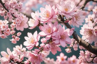 there are pink flowers on a branch with a pink background, canvas print, sakura flower, sakura flowers, sakura bloomimg, blossom sakura, sakura blooming on background, cherry blossom, flower blossoms, blossoms, flowers and blossoms, almond blossom, lush sakura, blossoming, sakura season, cherry blossoms, pink flowers, beautiful nature, plum blossom, amazing beauty, sakura --auto --s2