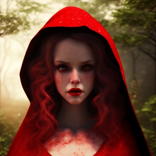 little red riding hood, by tim burton, cinematic lighting, Hyperrealism, 8k uhd, depth of field, photography, unreal engine, octane render, raytracing, cgi, lumen reflections, cgsociety, ultra realistic, volumetric fog, insanely detailed, intricate