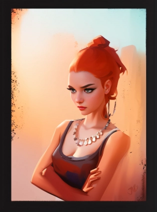 painting of a woman with a necklace and a necklace on her neck, character art portrait, digital character painting, character design portrait, painted character portrait, detailed character portrait, cartoon digital painting, style digital painting, character painting, portrait character design, style of charlie bowater, character concept portrait, digital cartoon painting art, stylized portrait, beautiful character painting, character portrait art