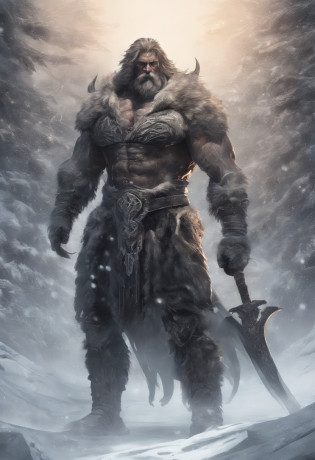 Estilo nordico?Nordic mythology?YMIR, Cuerpo gigante?Musculoso, Vestimenta nordica, Gigantesco?Fondo congelado? gigante de hielo, cuerpo completo, Shot Type: Wide shot
Style: Hyper-Realistic, Photo realism, cinematography
--ar 9:16