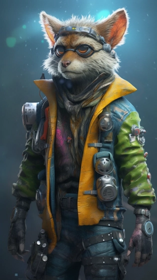 Legends never die, 5D dimensional, full body portrait, unreal engine 5, detailed, 3d octane render, in the style of Biomutant, stunning digital concept art by Stanley Artgerm