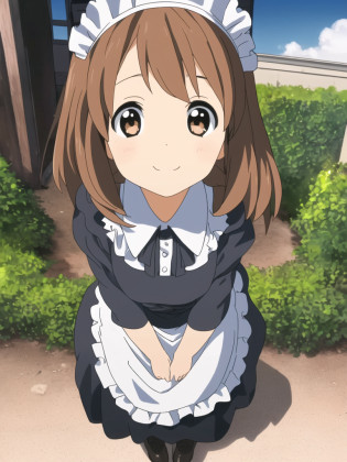 (((masterpiece))), (extremely detailed 8k wallpaper),(((best quality))), ((ultra-detailed)),(best illumination, best shadow), ((an extremely delicate and beautiful)),(best illustration), dynamic angle,floating,realistic oil painting,
1 beautifully and detailed girl standing in front of the school gate, solo, (portrait:1.3),
(the girl has a [+++beautifully detailed cute face+++]:1.4), (beautiful and detailed brown eyes:1.2), (long brown hair with a maid hairwear),[[:?,:0.5]::0.8] [smile], the girl is standing infront of a well-designed Japanese resturant, the girl is stranding in front of the resturant broad,
(((full body))), (the girl is wearing black maid clothes with white lace: 1.4), (the girl is wearing black pantyhouse:1.2),
(clear sky, Cumulus:1.2), sunlight, bright spots, glowing, the girl is shining,