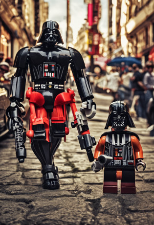 A photo of a lego as Darth vader