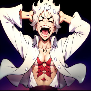 anime character with white hair and a white shirt on, nagito komaeda, [[[[grinning evily]]]], wallpaper!, a silver haired mad, official art, mad grin, hajime yatate, shiro from deadman wonderland, otaku gangasta, grinning lasciviously, evil grin, tanjiro kamado
