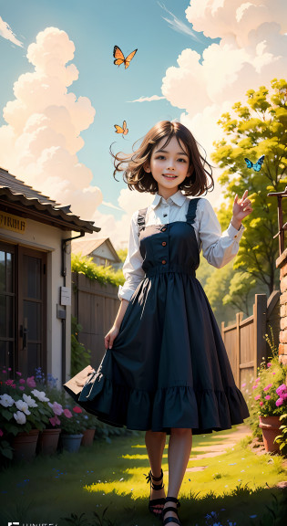Illustration of a 10 year old brunette girl, 