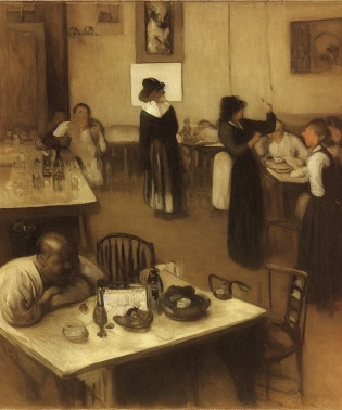 1910 restaurant Commercial kitchen, Gustave Courbet, Jean-Fran�ois Millet, Honor� Daumier, and Jean-Baptiste-Camille Corot