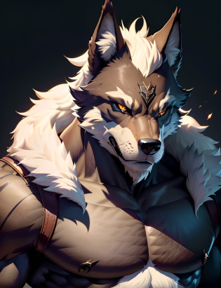A close-up of a furry animal?The chest is large, furry character portrait, muscular werewolf, anthropomorphic wolf male, anthro wolf face, Badass anime 8 K, furry wolf, an anthro wolf, anthropomorphic wolf, 8K high quality detailed art, Furry character, eye-catching detailed art style, anthro portrait, anthro art?muscular plump?nakeness