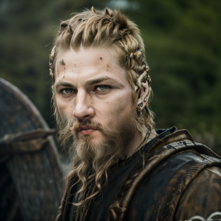 um close up de um homem com barba e uma roupa de couro, Barba Viking, VIQUINGUES, Viking, Retrato de um viking, Norse, guerreiro viking, com tatuagens de runa no rosto, norse warrior, Viking Berserker, rosto viking no perfil, Cultura Viking, Guerreiro viking antigo, Rei Viking, Viking Bom, estilo viking, epic viking king, Ragnar lothbrok