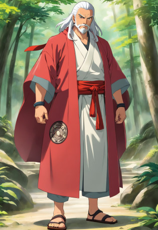 Jiraiya era um homem alto, com cabelo branco espetado normalmente amarrado em um rabo de cavalo, com dois golpes na altura dos ombros que emolduravam os dois lados de seu rosto. He also had red lines that ran from his eyes, e usava um protetor de testa de chifres com o kanji 