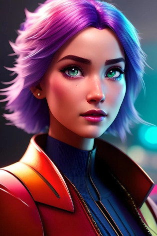 ChromaV5:1. 6, nvinkpunk, Analog Style, Close up of a beautiful woman queen of the galaxies wearing galactic clothes, bright vibrant colorful hair, flowers is her hair, bright face, studio shot, beautiful face, beautiful eyes, art by greg rutkowski, concept art, trending on artstation, cute big circular reflective eyes, Pixar render, unreal engine cinematic smooth, intricate detail, Tender eyes, Disney character, Pixar character, Pixar animation