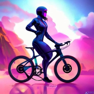 A time trial bike, aerodynamic, in synthwave scifi setting, synthwave , digital painting, artstation, concept art