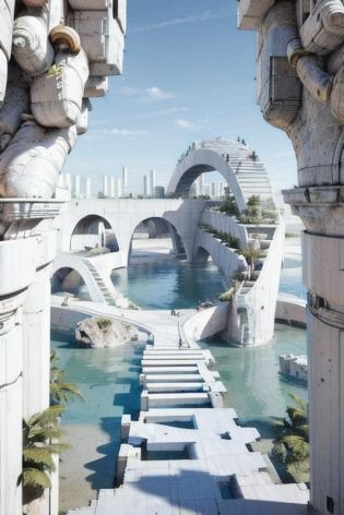 vast empty scenes, (catwalks:1.2), (arch:0.8), (pillars:0.8) , pipes, fern , (eco-brutalism:1.2), vast scenery <lora:Blame!:1.1> ,watah, ((concrete temple, rocks)) <lora:watah:0.7>, niaokan <lora:niaokan_final:0.7>